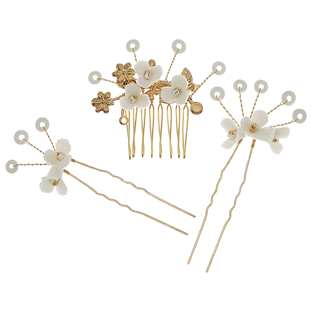 

1 set Pearl Rhinestone Hairpin Bridal Flower Comb Wedding Accessories Hair Stick Bun Hairpiece Elegant Hairstyle Decorations