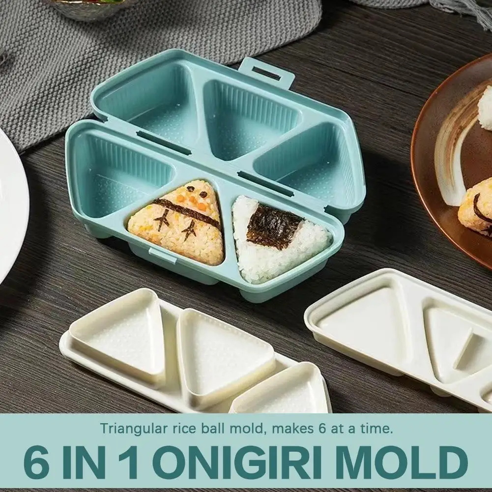 Molde triangular para hacer bolas de arroz Onigiri, caja Bento reutilizable, Kit de moldes para Sushi para comida japonesa, 6 uds.