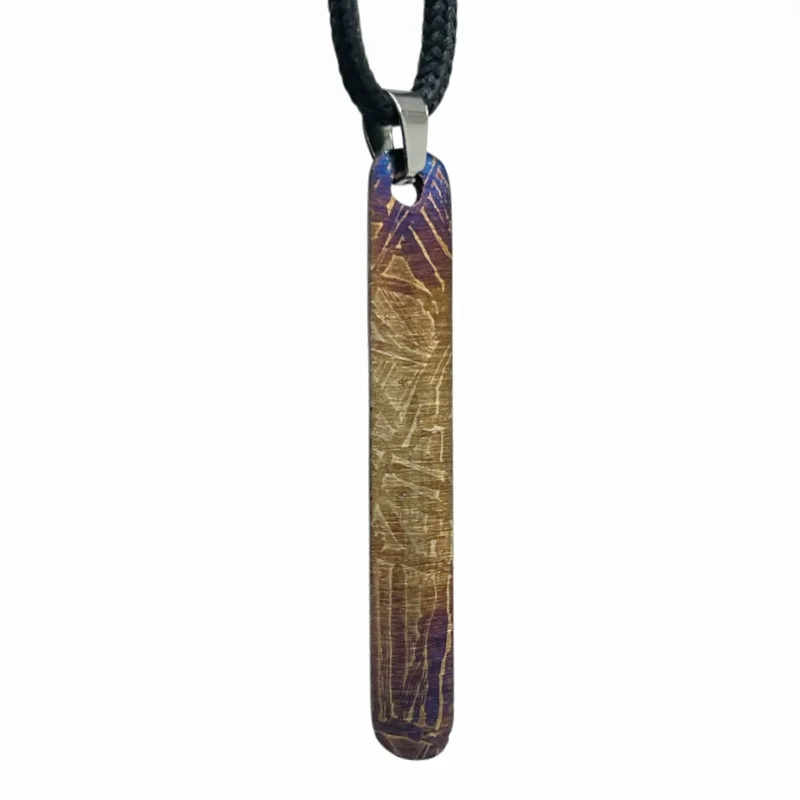 Genuine Muonionalusta Meteorite Slim Elongated Blued Bar Pendant Outer Space Mineral Necklace for Gift & Collection LK500