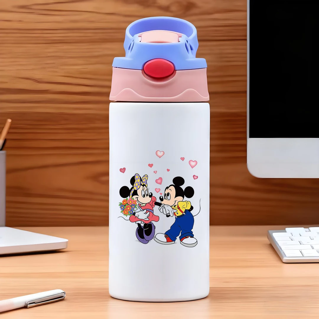 

Disney Minnie & Mickey cartoon vacuum cup 304 stainless steel cartoon straw cup children's water bottle trendy New Year gift