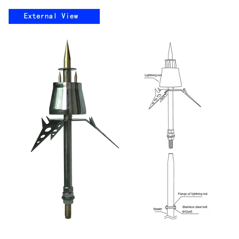 DK8-BX10 Lightning Arrester Discharge Lightning Arrestor Outdoor Paratonnerre Building Lightning Rod Protection