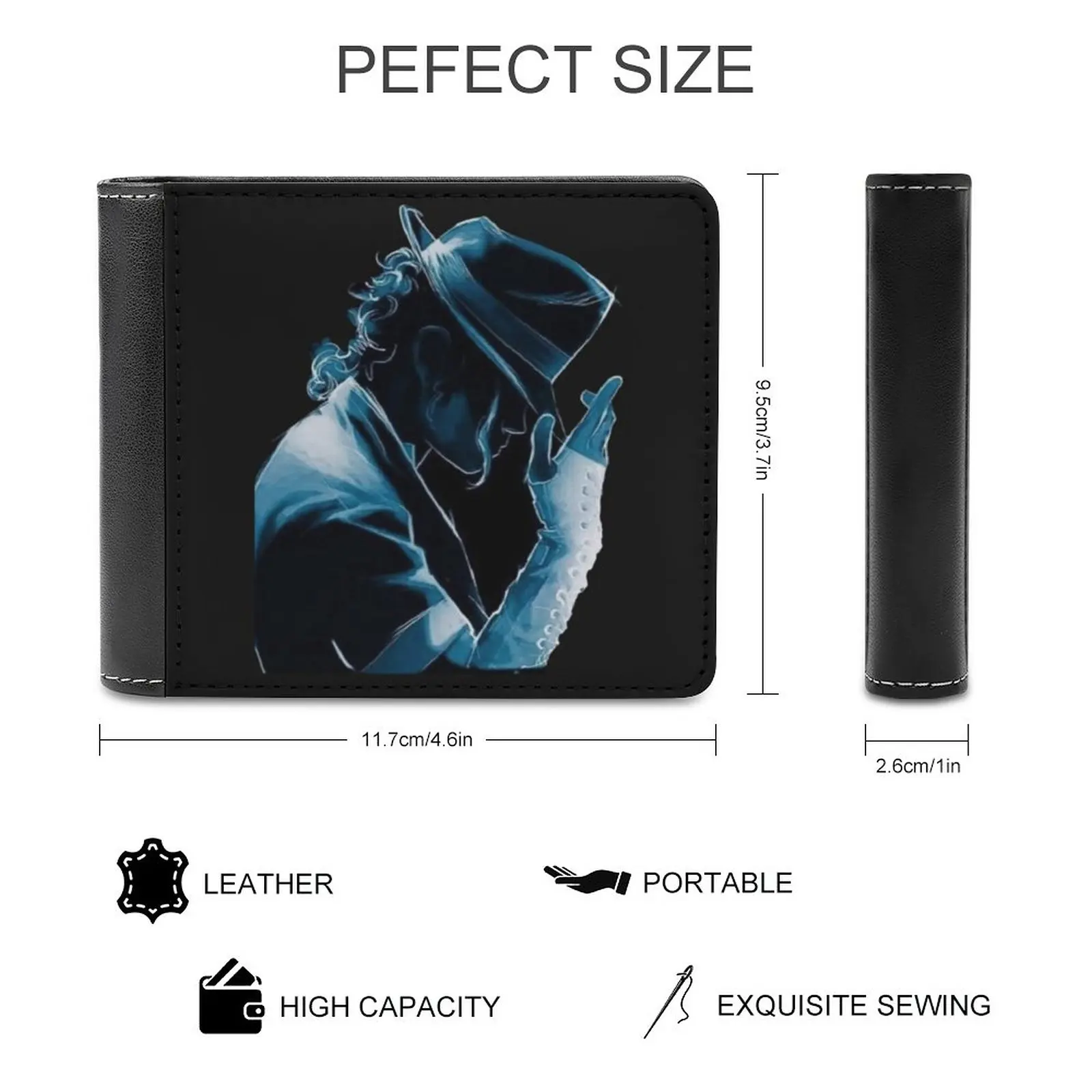 Michael Jackson Essentia Leather Wallet Men's Wallet Diy Personalized Purse Father's Day Gift Mj Michael Jackson Michael
