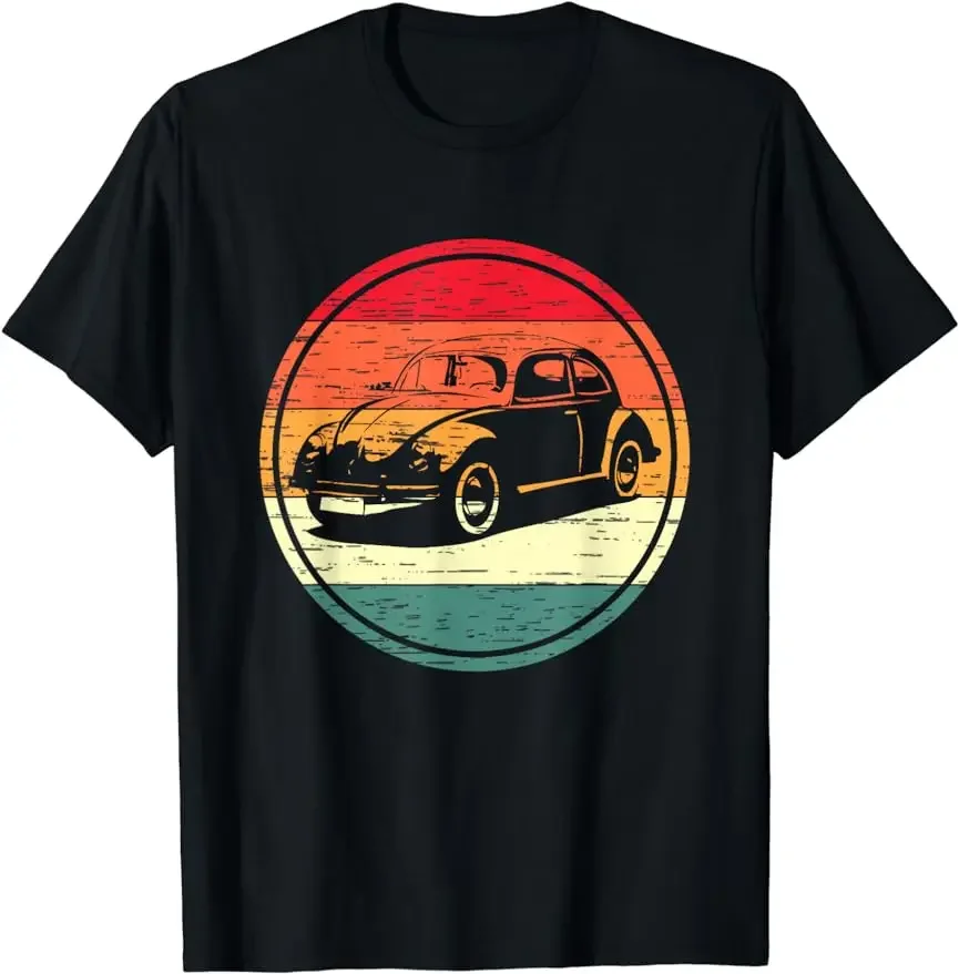 Camiseta Divertida Vintage Sun Retro Sunset Tuning Beetle Car Estilo Unissex para Mulheres Roupas Camisetas Gráficas