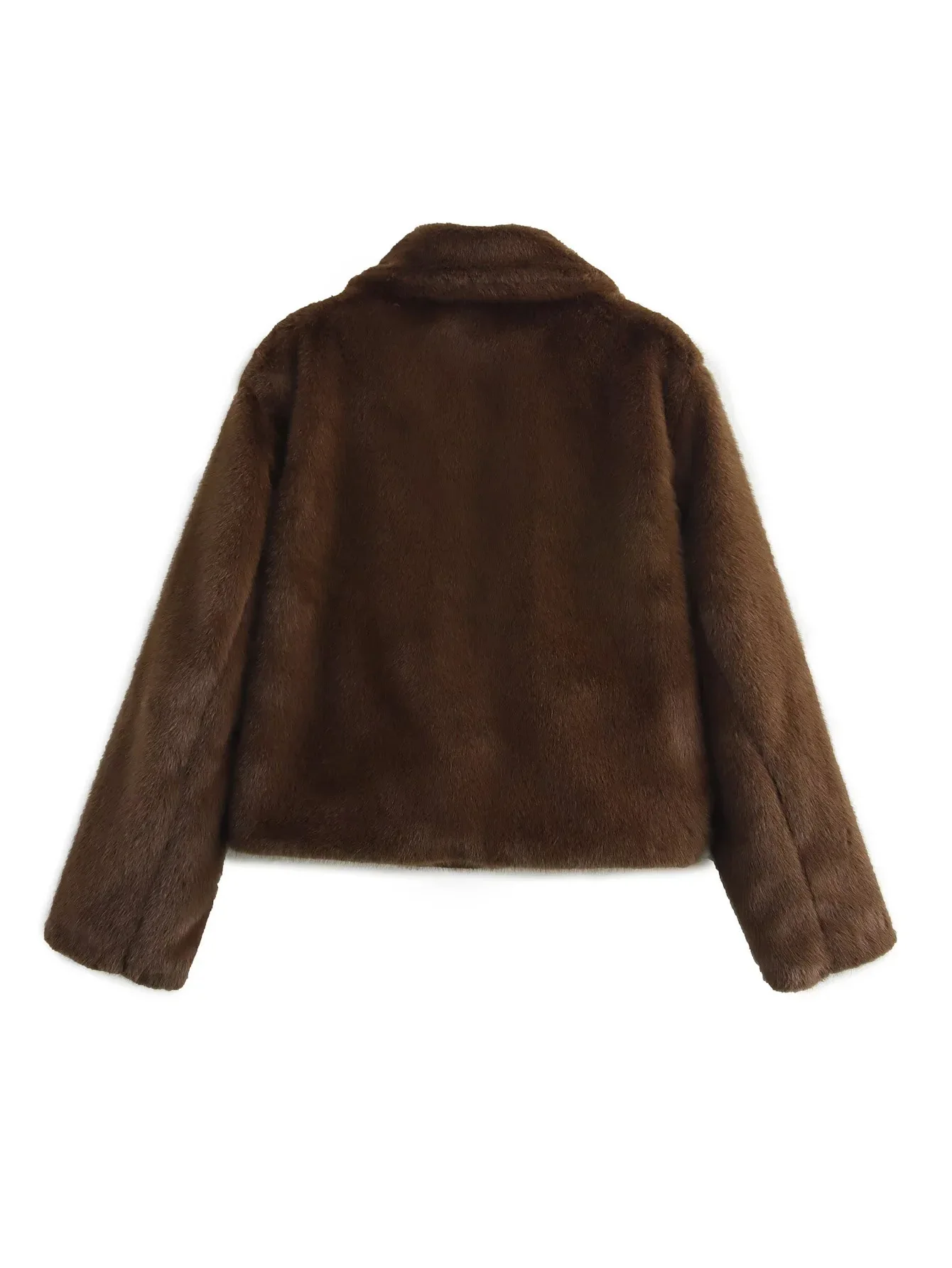 Casaco curto feminino jaqueta casacos de pele do falso turn down collar grosso quente y2k streetwear elegante jaquetas trabalho outerwear outono inverno