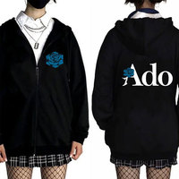 Ado Logo Graphic Zipper Hoodie Men Women Clothing Fashion Japanese Pop Music Zip Up Hoodies Male Vintage Casual Oversized Jacket