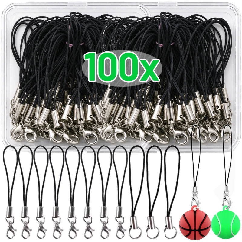 20/100pcs Strap Charm Cord Lanyard Strap Cords Lobster Clasp Rope Keychains Hook Mobile Phone Charms for DIY Jewelry Accessories