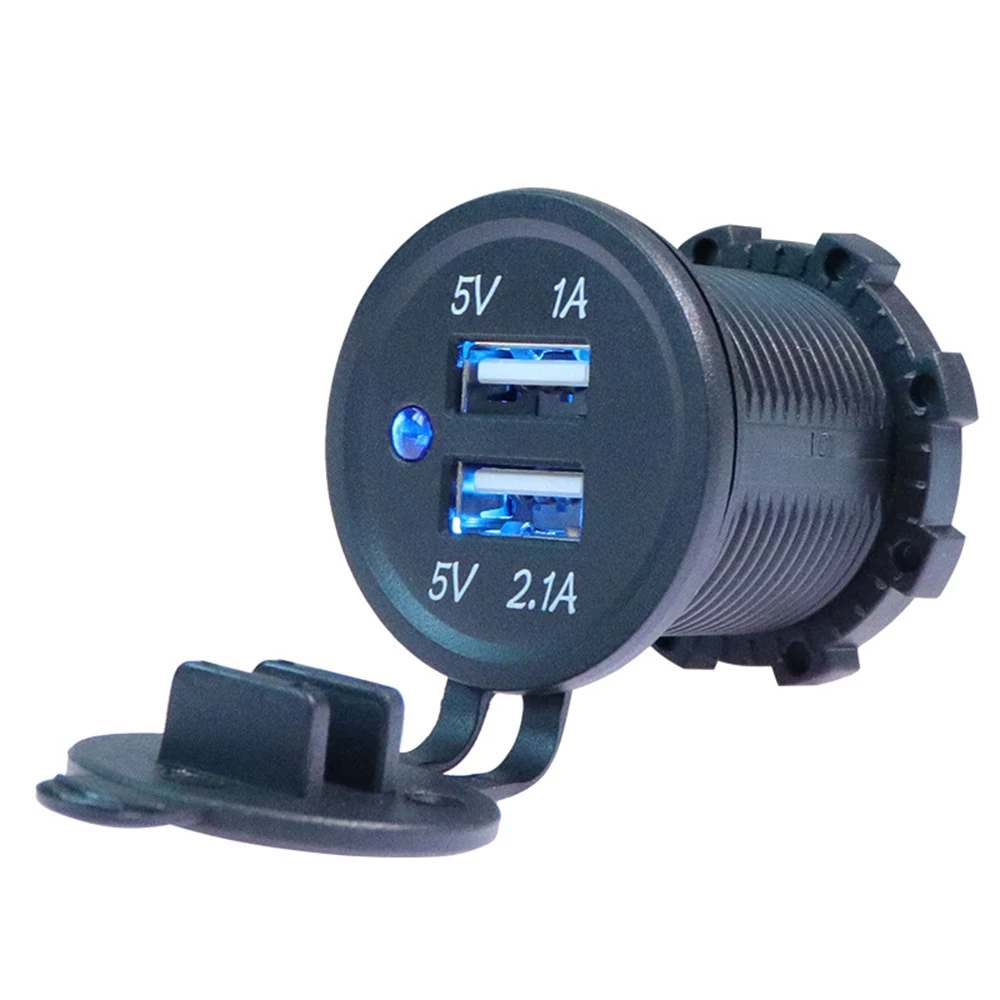 Araba çift USB şarj kapak için motosiklet oto kamyon ATV tekne 12V-24V soket dağı şarj güç adaptörü