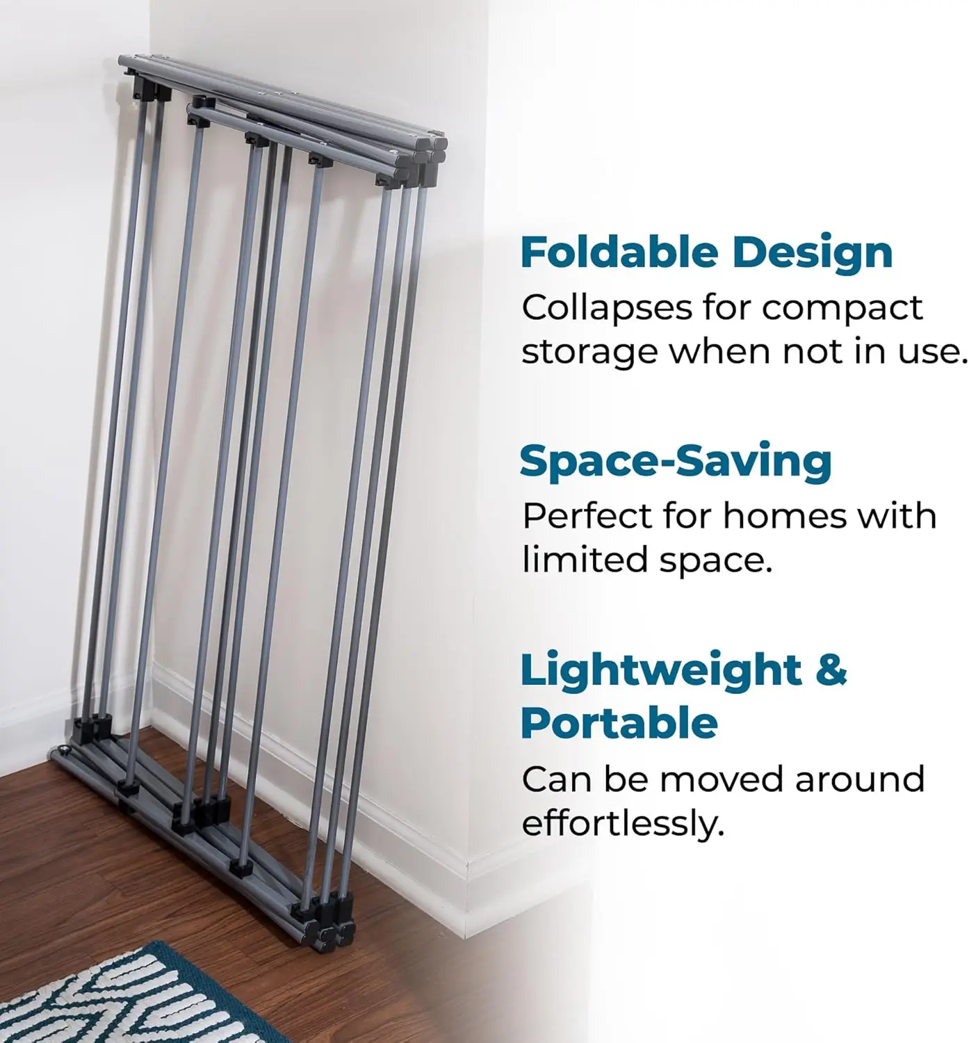 Foldable Laundry Drying Rack, Steel, 50lb Capacity, Portable & Space-Saving, Silver