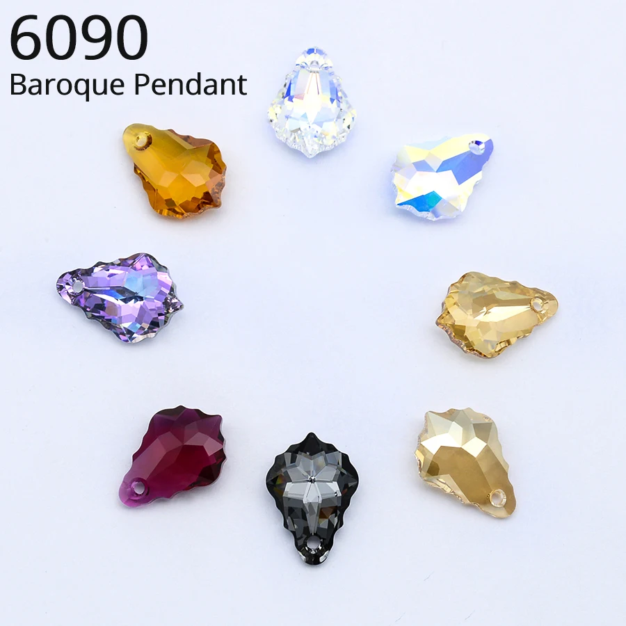 Original Crystals from Austria 6090 Baroque Pendant Rhinestone Beads for Necklace Earrings Brooch DIY Jewelry Making Accessories