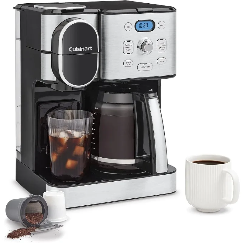 Cuisinart Coffee Maker, 12-Cup Glass Carafe, Automatic Hot & Iced Coffee Maker, Single Server Brewer, Stainless Steel, SS-16