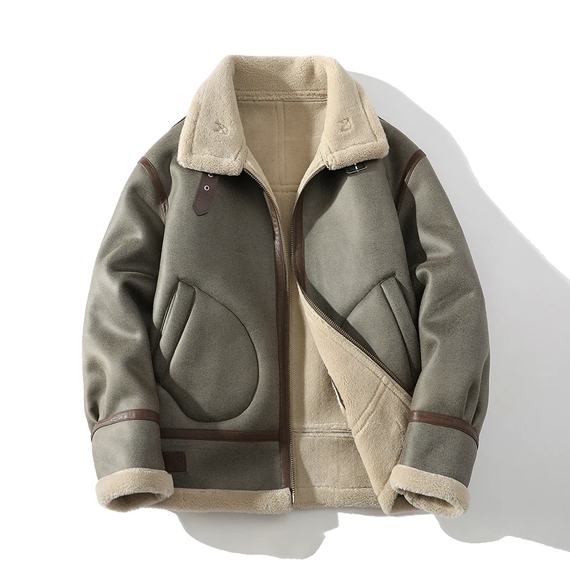 

Высококачественная, модная, стильная и универсальная однотонная повседневная зимняя новая меховая цельная флисовая куртка и утолщенная куртка.