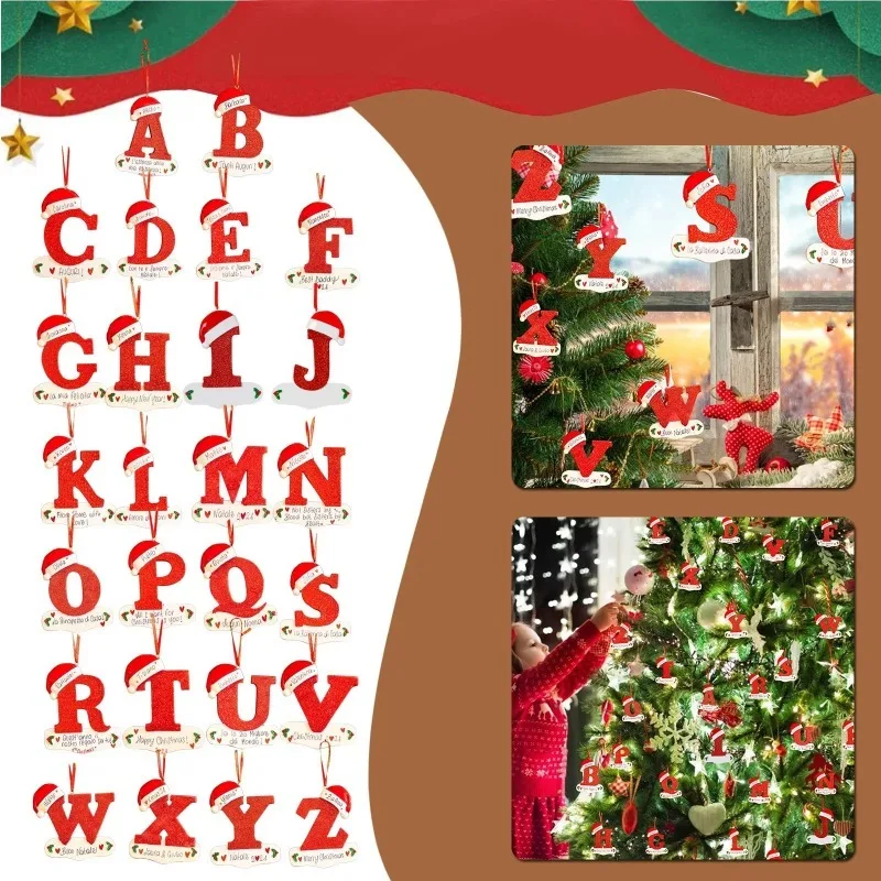 Christmas Tree Decoration Letter Pendant 26 Letters Home Holiday Acrylic DIY Pendant Xmas 2023 New Year Decor Ornament Navidad