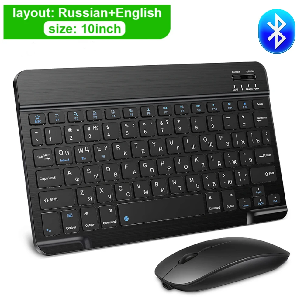 

Mini Bluetooth Keyboard And Mouse Spainish Russian Wireless Keyboard and Mouse Rechargeable 10 Inch For iPad Phone Tablet