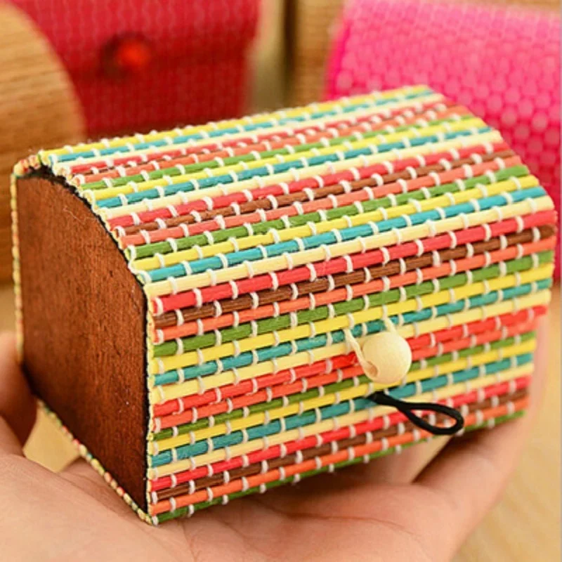 1pcs Fashion Ring Necklace Earrings Bamboo Wooden Jewelry Storage Boxes Cosmetic Storage Container