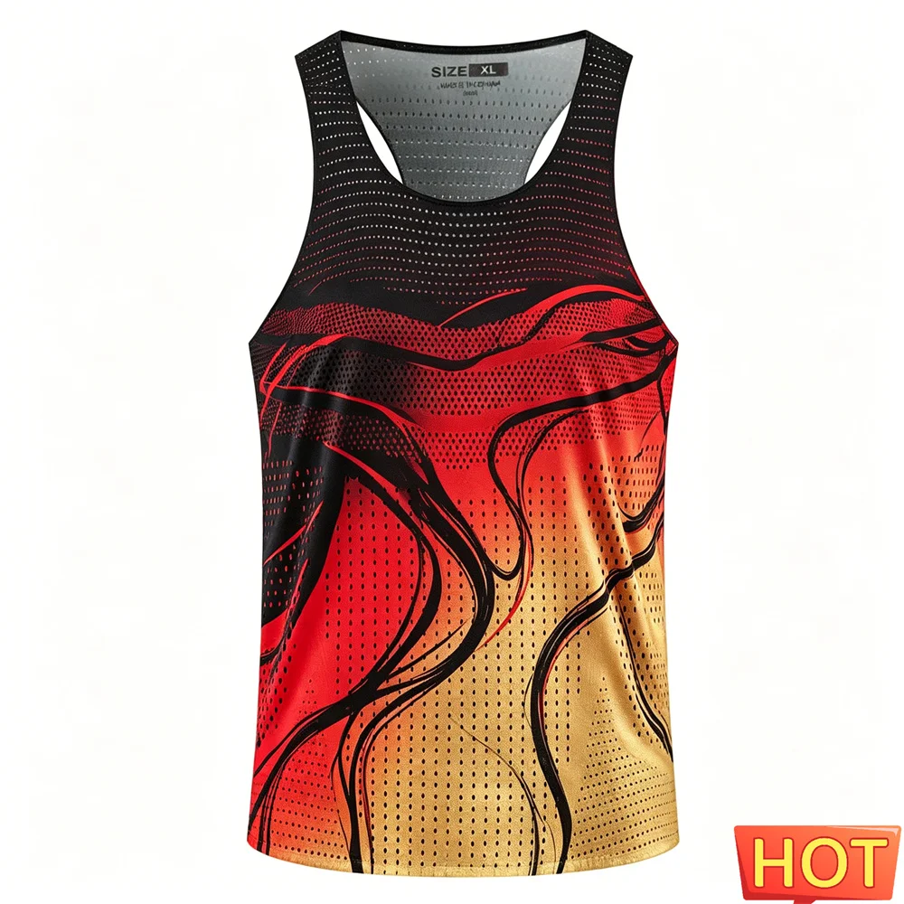 Chaleco deportivo con degradado de rayas para hombre, chaleco deportivo para maratón, chaleco para hombre y mujer, camisetas sin mangas transpirables para hombre, camiseta sin mangas para hombre