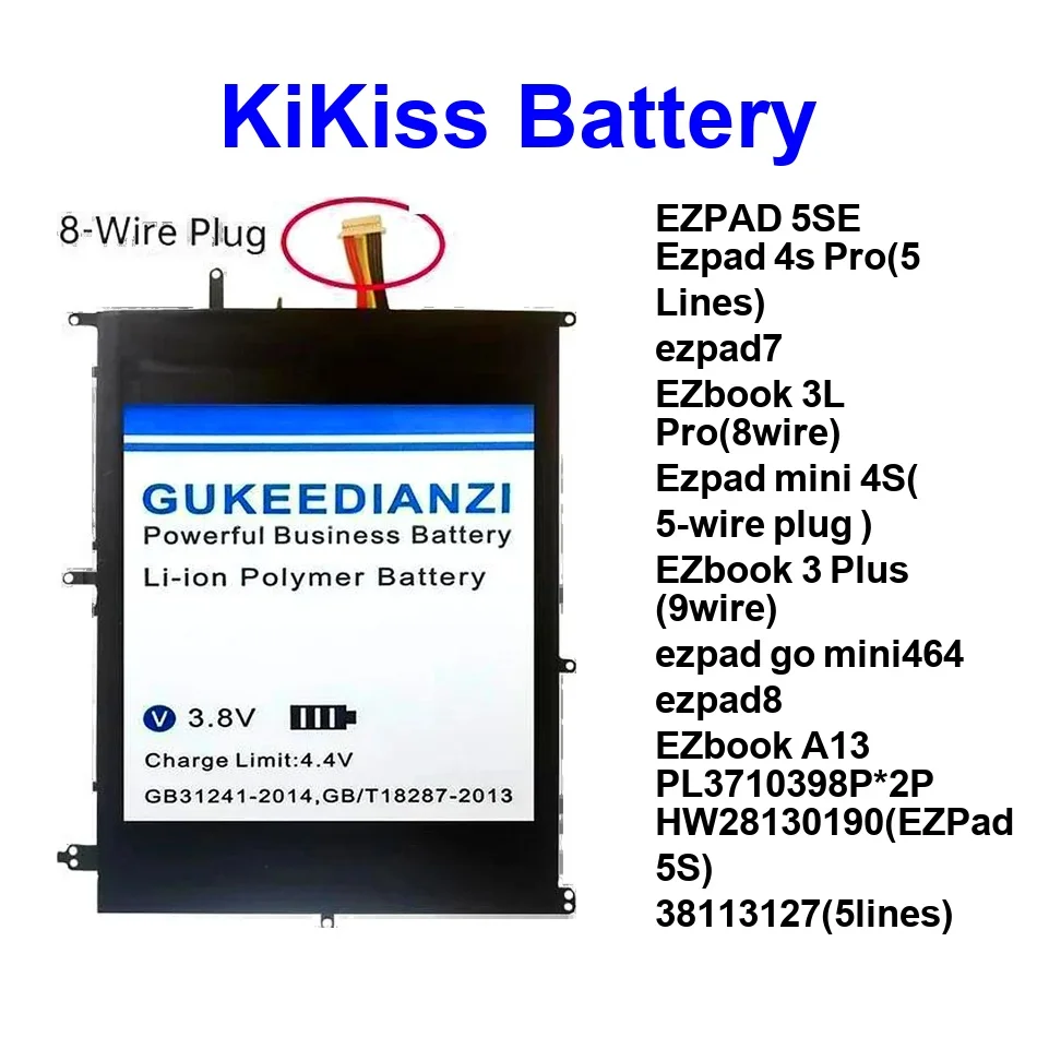 

381131275Lines EZPAD8 For Jumper 3L Ebook Ezbook 2 3 Ezpad 4S 5-Wire 5S 5SE GO 7 8 464 Laptop Pro Mini Plus 4G Battery