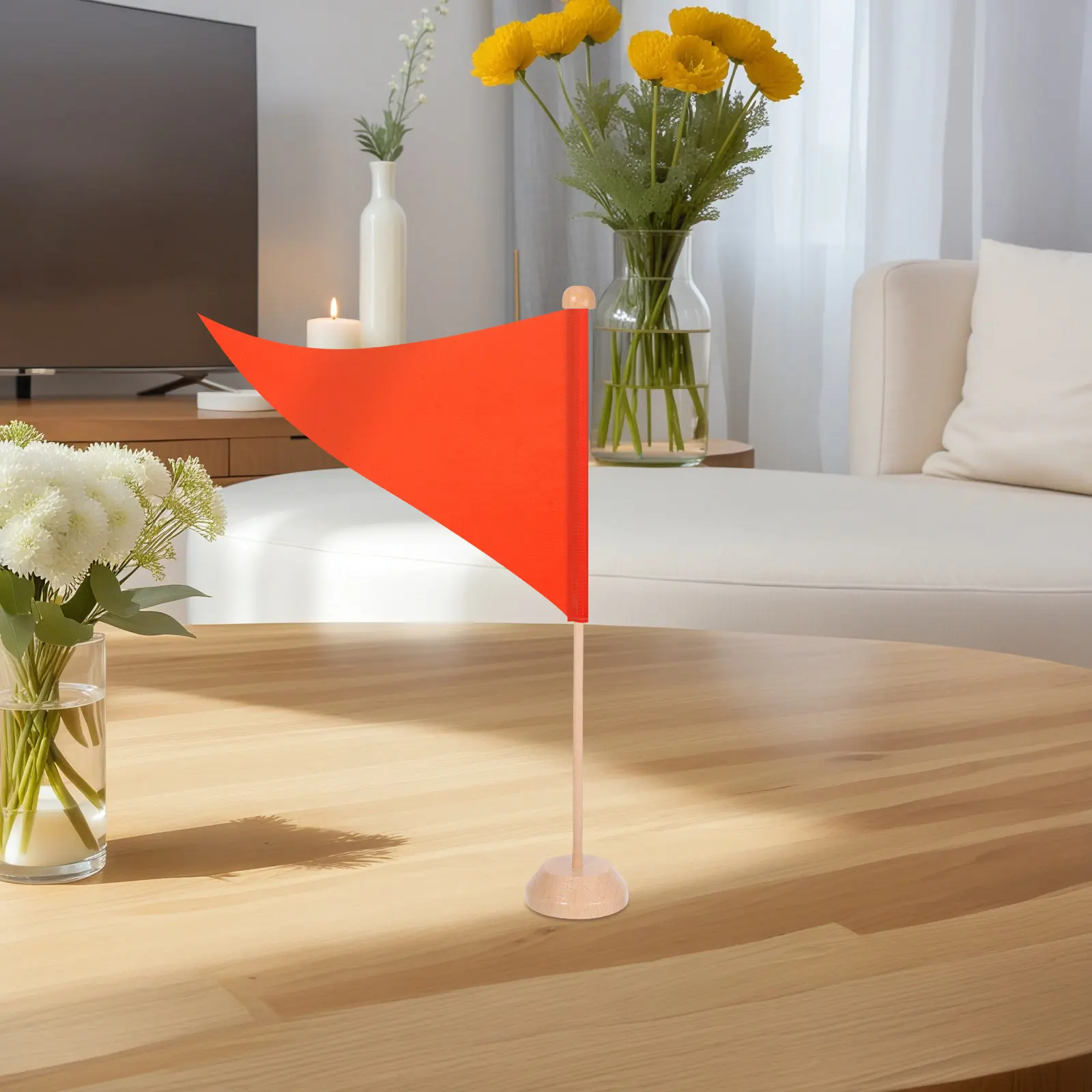 Indoor Mini Wooden Flagpole Desk Stand Table Flag Holder for Office Meeting Team Flag Display