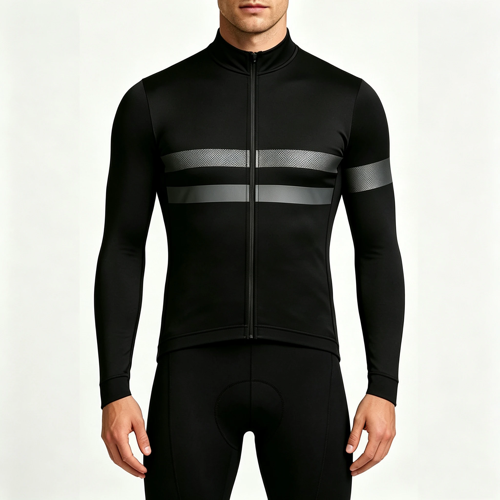 Herbstliches schwarzes Radtrikot für Herren, langärmelig, Peo-Radsportbekleidung, MTB Maillot Ropa Ciclismo, Fahrrad-Sportuniform – Detail 7