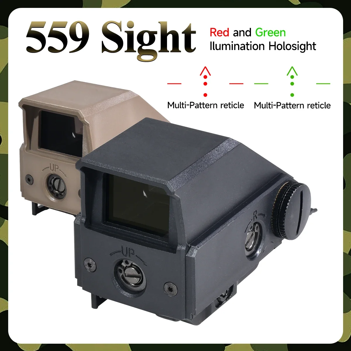 

559 Green Red Dot Holographic Sight Adjustable Brightness Optics Reflex Riflescope Hunting Airsoft Equipment