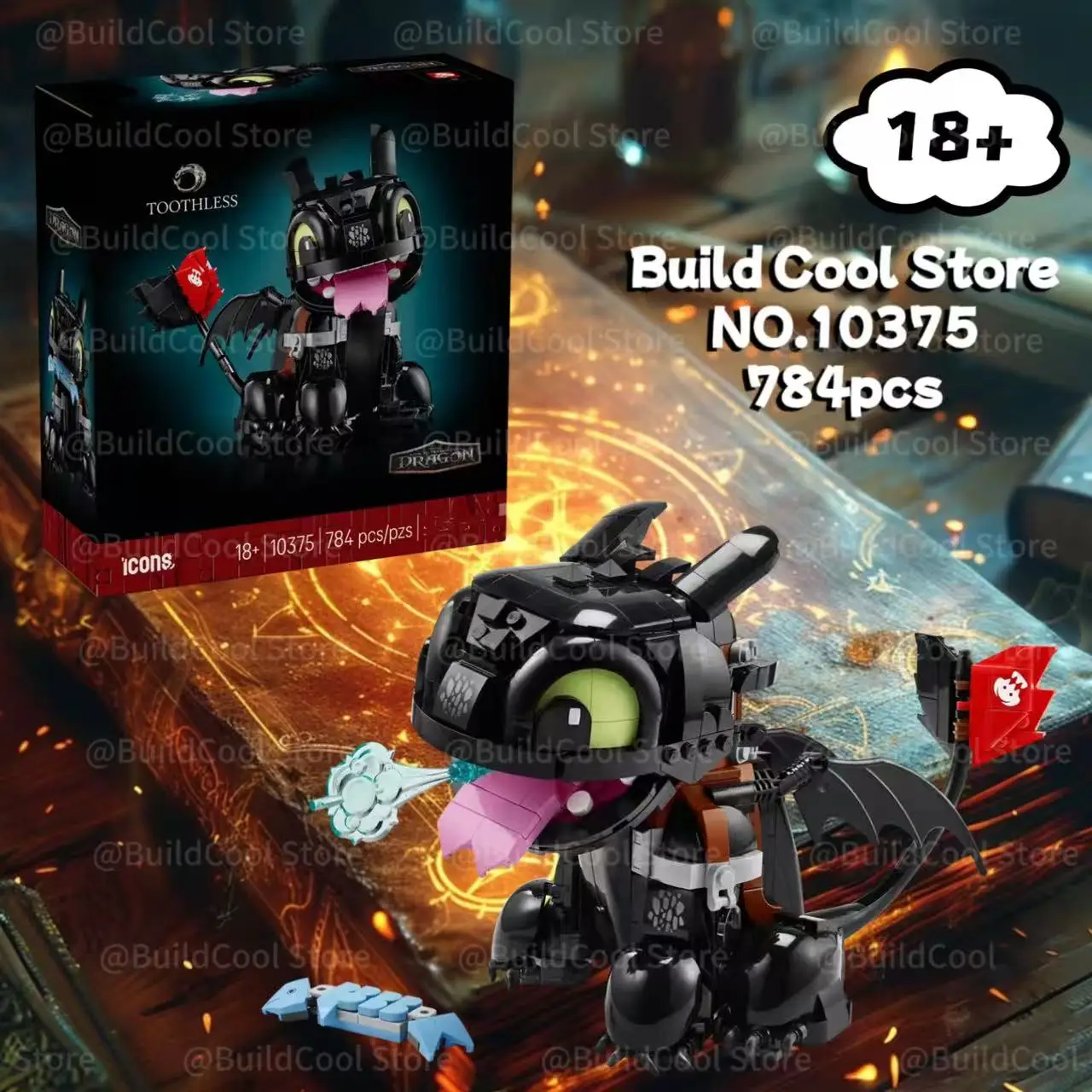 MINISO متوفر 10375 أيقون تناسب نموذج تجميع التنين الأسود الصغير هدية عيد الميلاد وعيد الميلاد #1