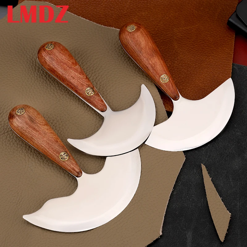 LMDZ 1Pc Leather Thinning Knife DIY Handmade Leathercraft Skiving Cutting Tools Ultra Sharp Round Head M390 Steel Blade