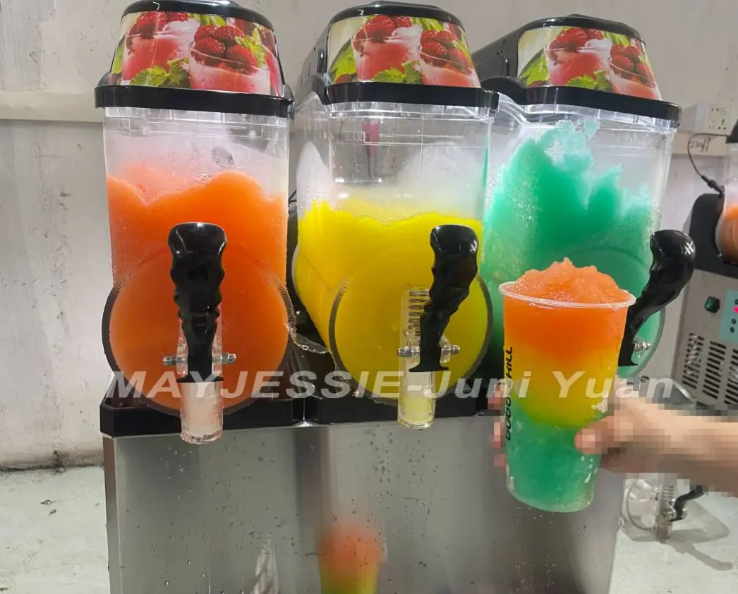 Snow Melting Machine 3 Cylinder Slushie Maker Machine Self Operated Slush Machine for Commercial Restaurant Bar Snack Shop