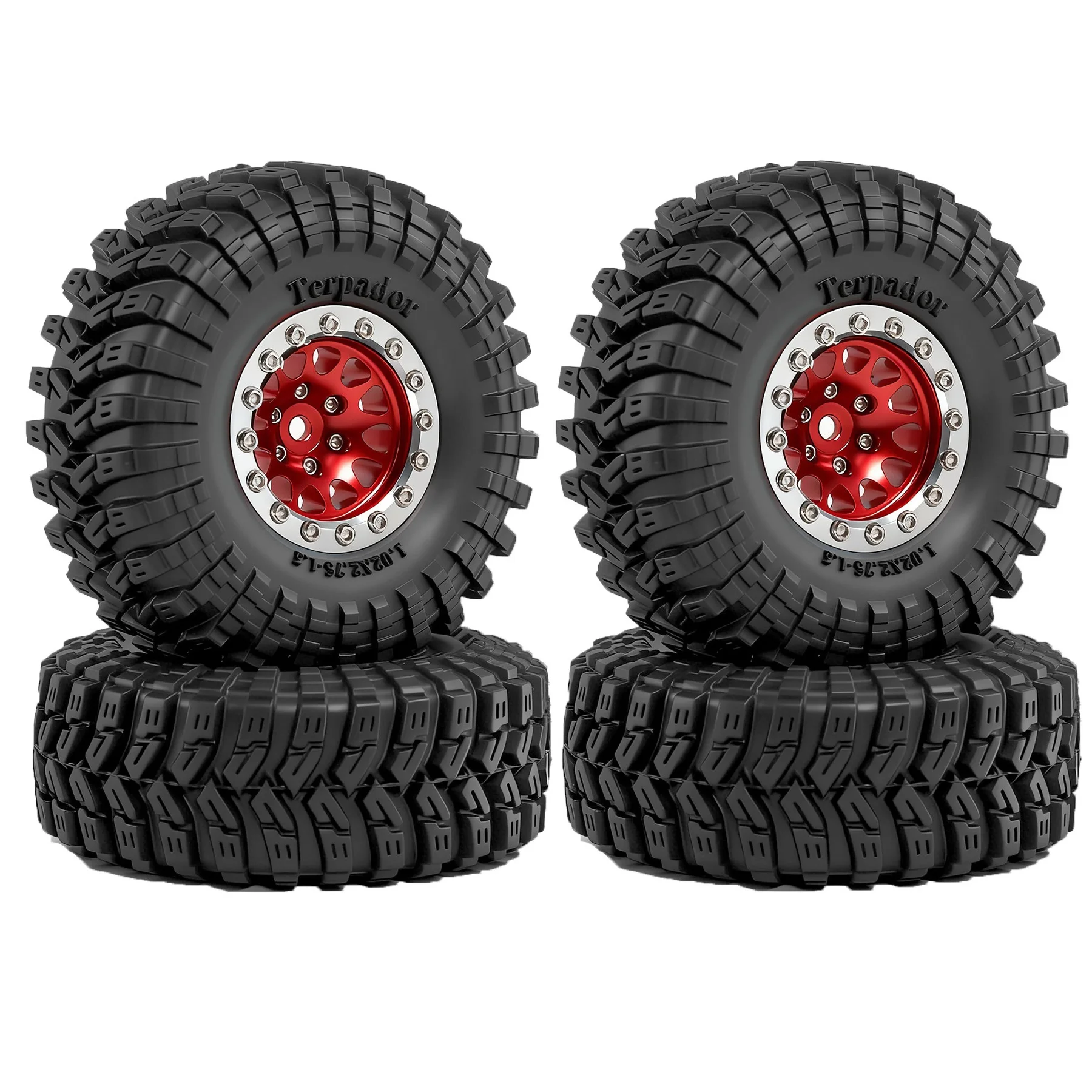 4pcs 70mm 1.3" Metal Beadlock Wheel and Tire for 1/18 1/24 RC Crawler Car FCX24 FCX24M TRX4M SCX24 AX24 Upgrade Parts