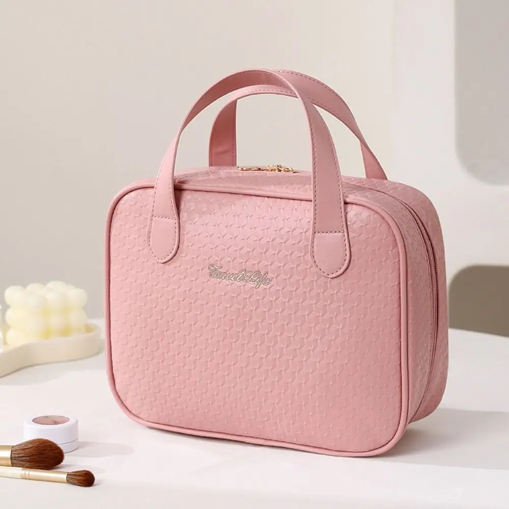 

New PU Leather Cosmetic Bag Multi-function Large Capacity Storage Bags Waterproof Storage Tool with Handle Travel