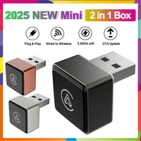 2025 2 en 1 Mini caja inteligente adaptador Carplay inalámbrico Android Auto WIFI conexión automática para Toyota Volvo FIAT Benz Kia MAZDA FORD JEEP