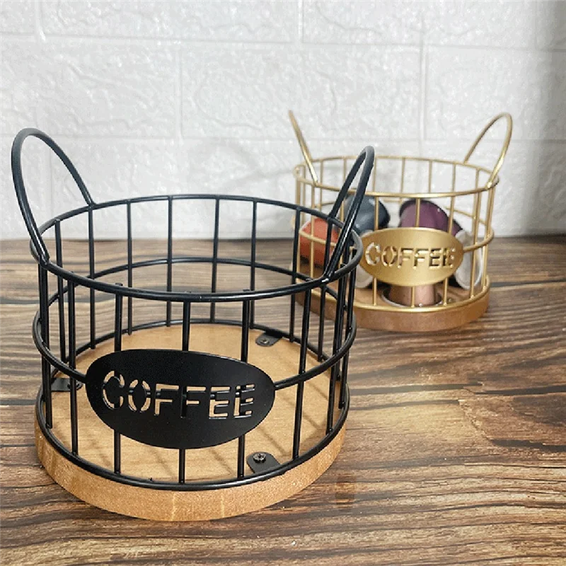 

AT28-Wooden Coffee Capsule Organizer Kitchen Countertop Storage Basket With Base Counter K Cup Holder Fruit Nuts For Bar
