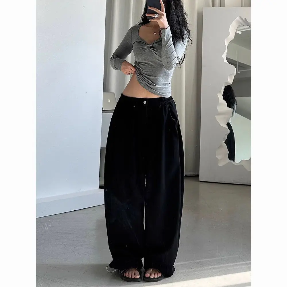 2026 New Lazy Sweatpants Retro Mopping Loose Drape Casual Wide-leg Trousers