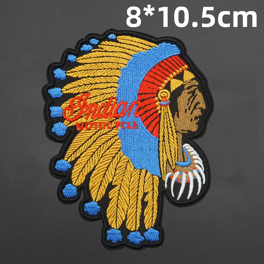 Indian head badge embroidered patches with hook backing