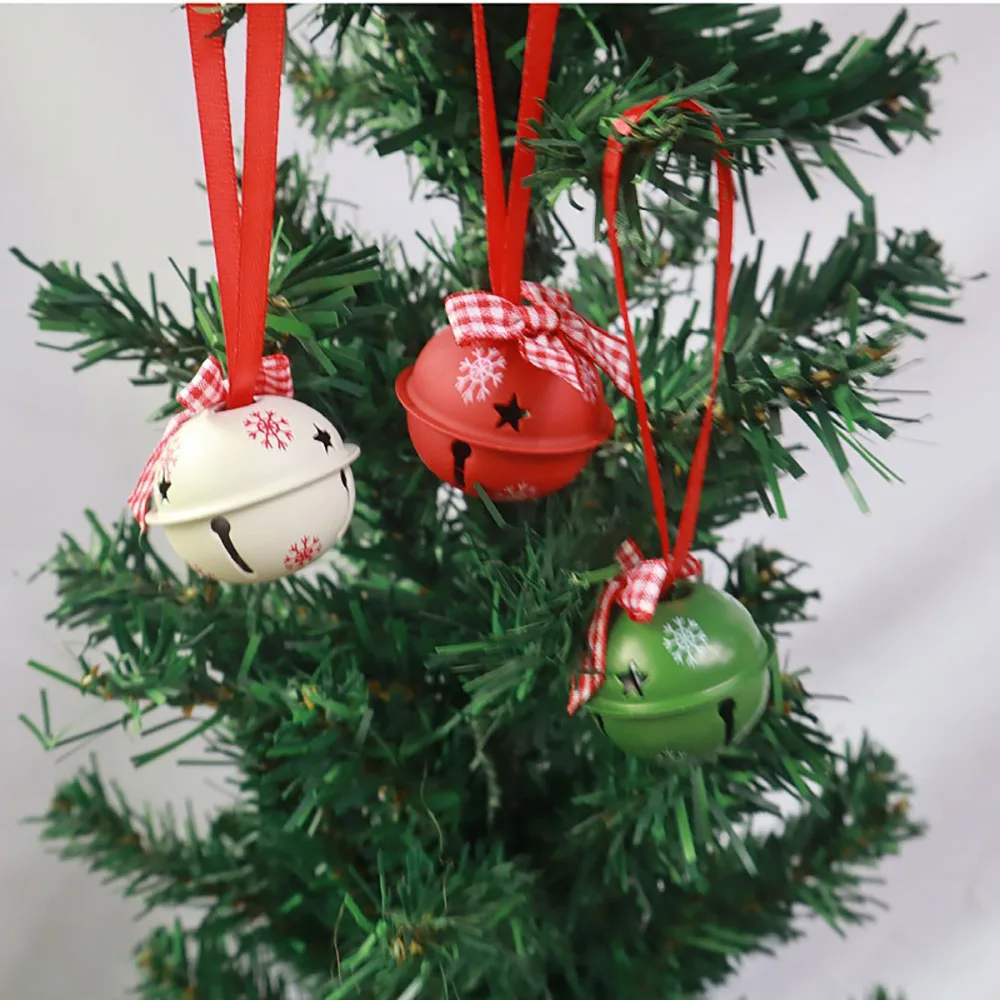 12/24pcs Christmas Bell Pendants Handicraft Ornaments Christmas Tree Hanging Decoration Cutouts Metal Snowfalke Bell Pendant