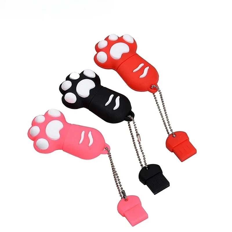 Cartoon Cat's Paw USB 2.0 Flash Drive 128GB Cute Gifts for Children Memory Stick 64GB Funny Creative Gift Pen Drive 32GB