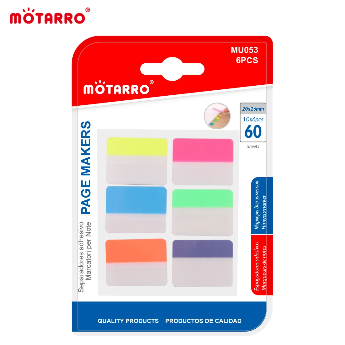 MOTARRO 6 Color Transparent Waterproof Sticky Notes Index Tabs For Page Marker File Classify Planner Stickers Office Suppies