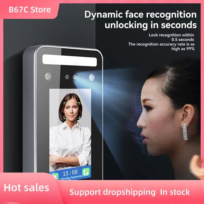 

B67C Wall Mount Dynamic Facial Recognition Attendance Andaccess Control Machine 2000 Face For Security Protection