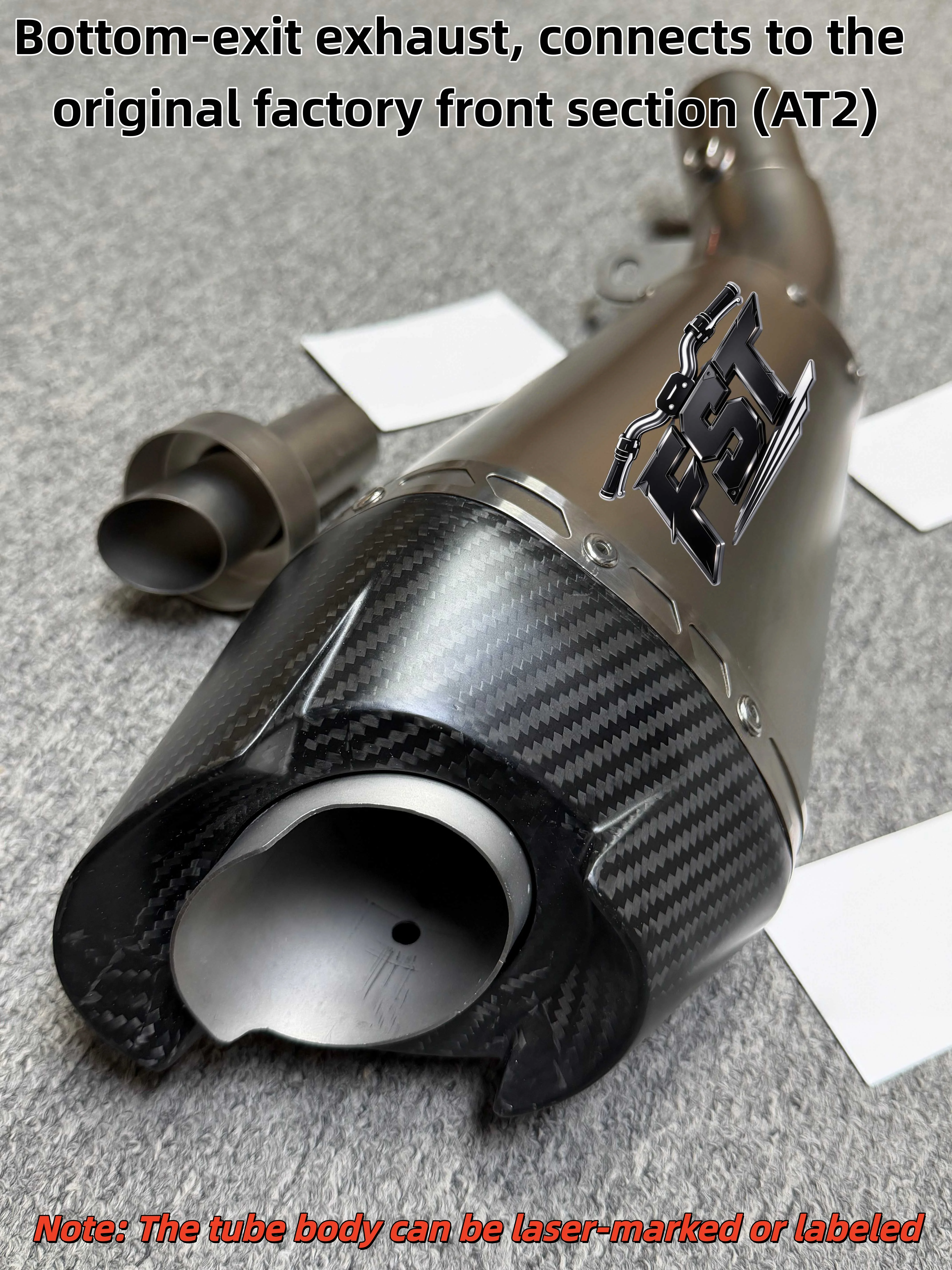 For Kawasaki ZX-6R (AT2) underbelly-exit mid-to-tail exhaust system with a deep, resonant tone and removable components.
