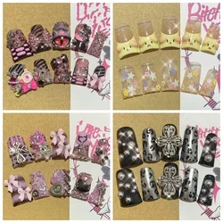 Customized Y2K Duck Shape Press On Nails Handmade Kawayi Full Cover Nail Tips Short Fake Nail With Glue Reusable False Nails