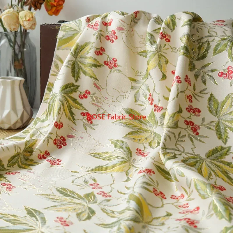 1 meter Golden Silk Rabbit Flower Jacquard Fabric Children's Dress Princess Skirt Decorative Sewing Fabric