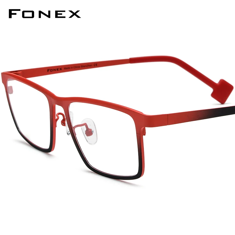 

FONEX Pure Titanium Glasses Frame Men 2024 New Square Gradient Eyeglasses Women Color Eyewear F85806