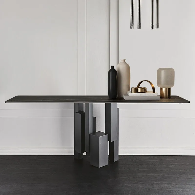 

Light luxury home marble entrance table against the wall shelf strip Italian entrance table modern simplicity