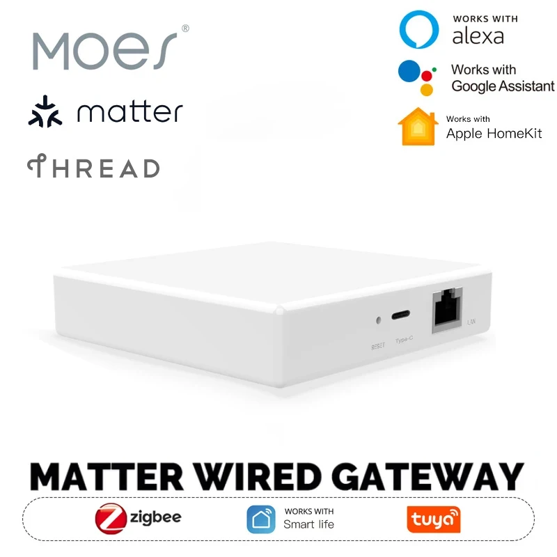 

MOES Tuya Zigbee Matter Thread Gateway Smart Home Bridge Matter Hub Поддержка голосового управления Siri Homekit Smartthings Google Alexa