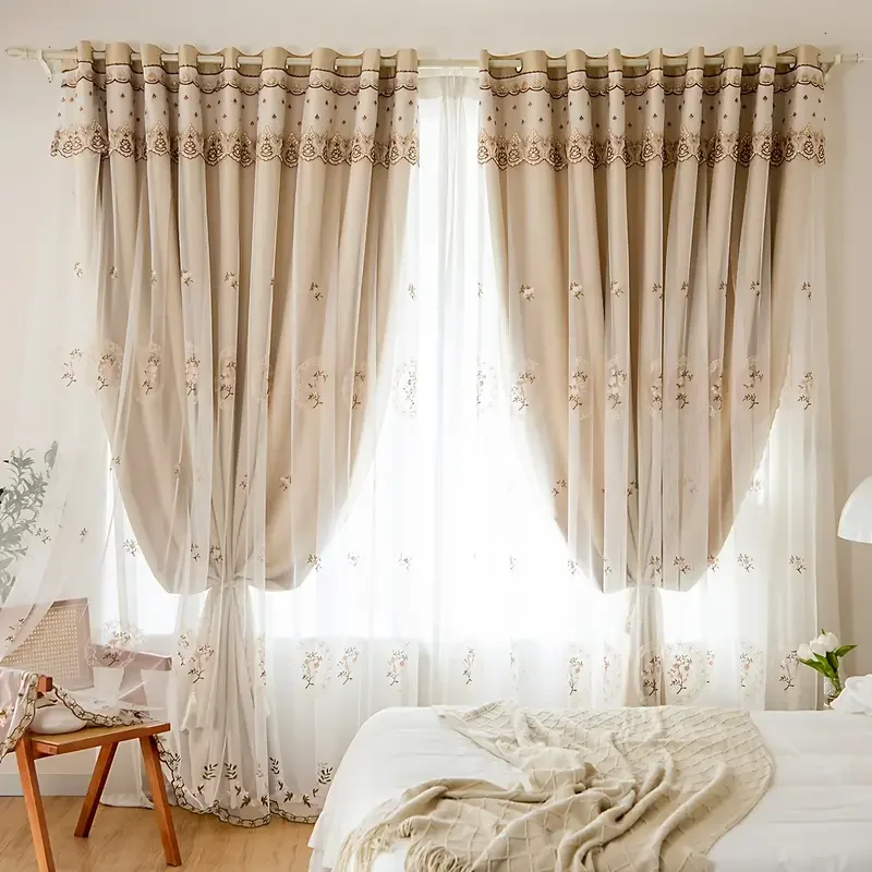 

Роскошные плотные шторы, двухслойные шторы с цветочной вышивкой, элегантное покрытие в европейском стиле для гостиной и спальни