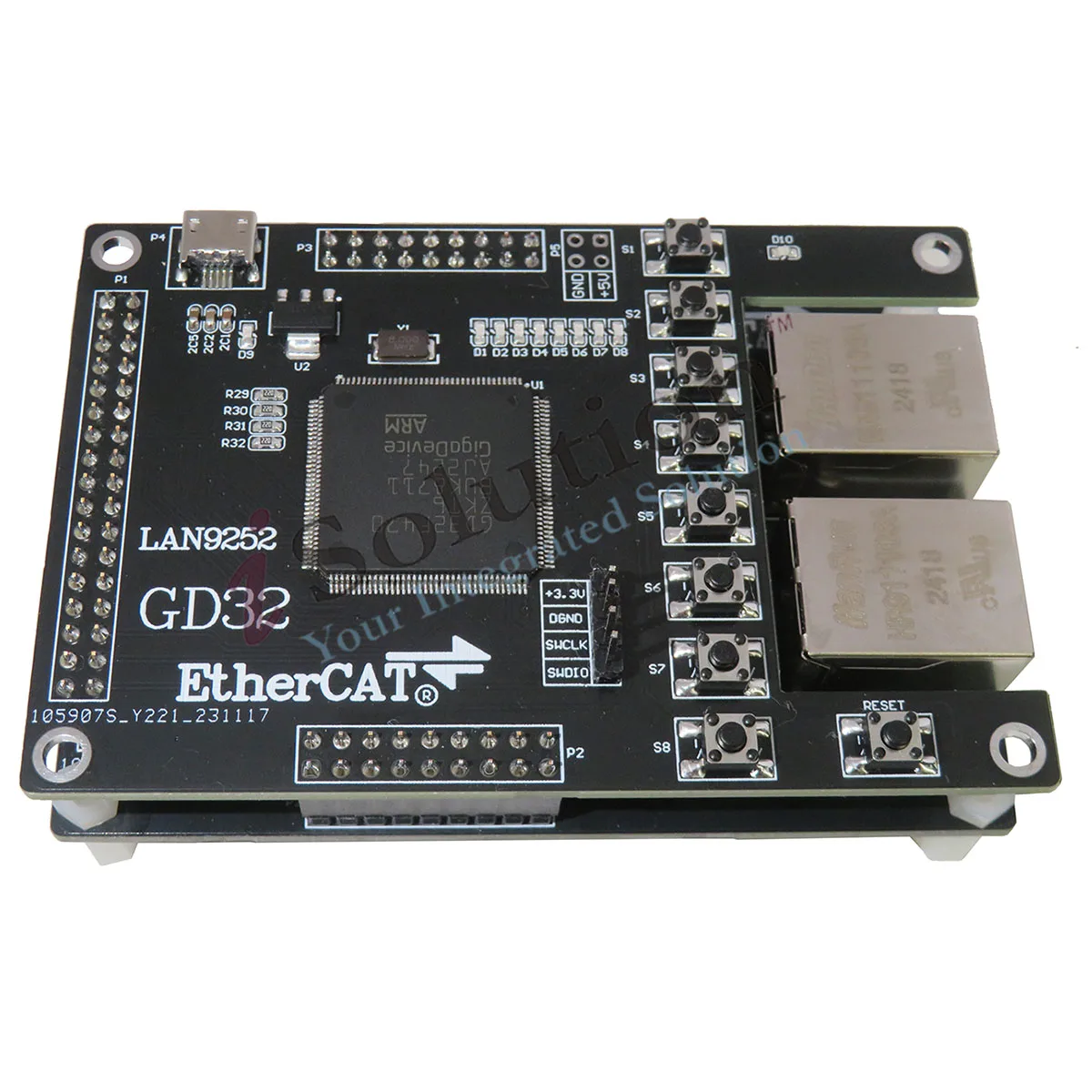 LAN9252 / AX58100 Slave GD32F470 Development Board EtherCAT Slave 16IO CIA402