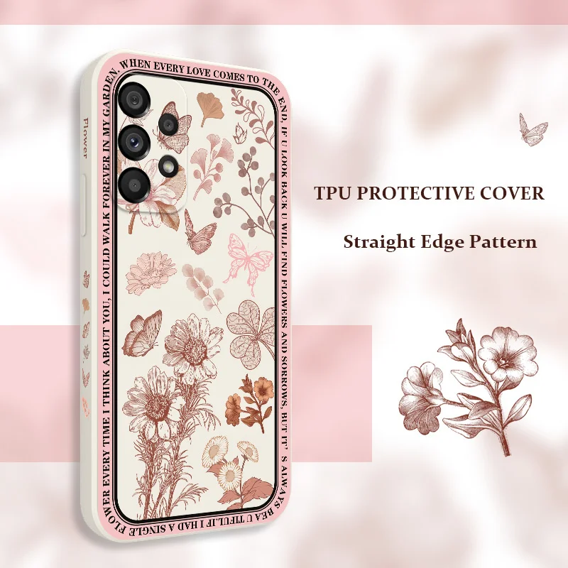 

Butterfly Blue Flower Phone Case For Samsung Galaxy A73 A53 A33 A23 A13 A03 A72 A52 A52S A32 A22 A12 A71 A51 A31 A21S Silicone C