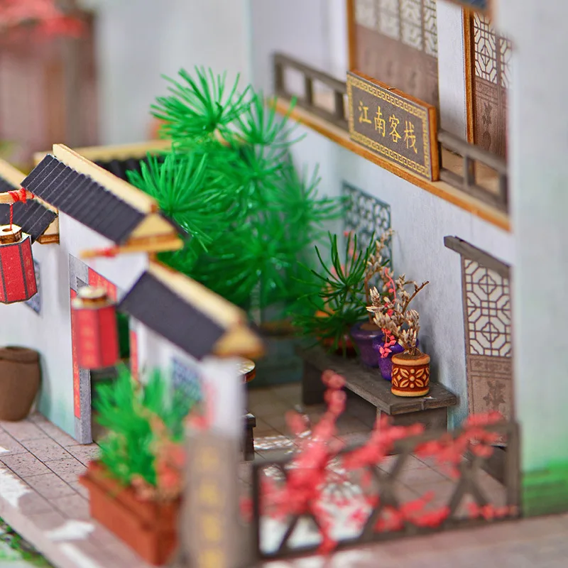 OUZEY Water Town Inn DIY، نموذج خشبي ثلاثي الأبعاد على الطراز الصيني، هدية العمارة القديمة للمراهقين #3