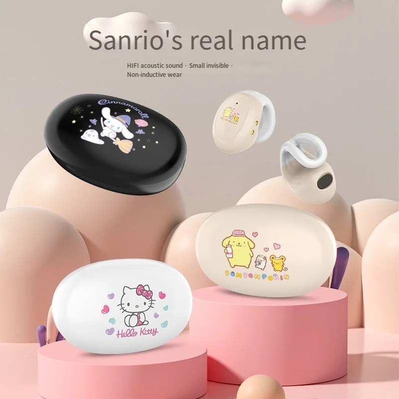 

Bluetooth-наушники Sanrio с аниме рисунком Hello Kitty, Универсальные наушники Apple Android, очень долгий срок службы батареи, милые портативные наушники