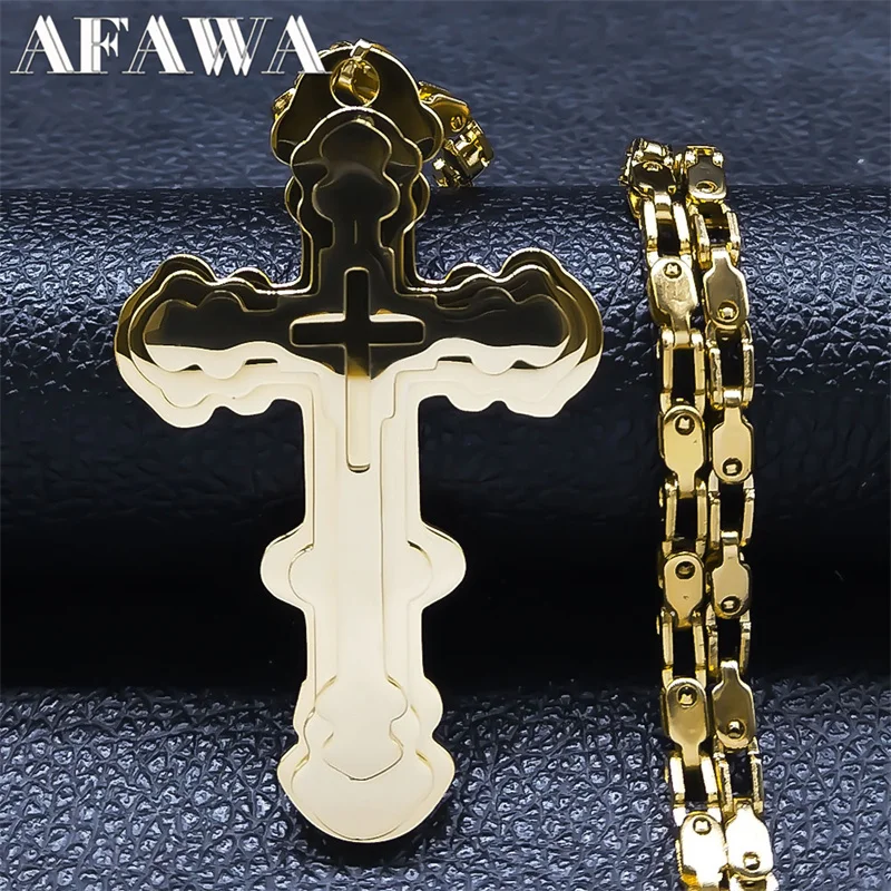 Catholic Christ Jesus Necklace Chain for Men Stainless Steel Religion Cross Pendant Necklace Christmas Jewelry corrente N6128S02