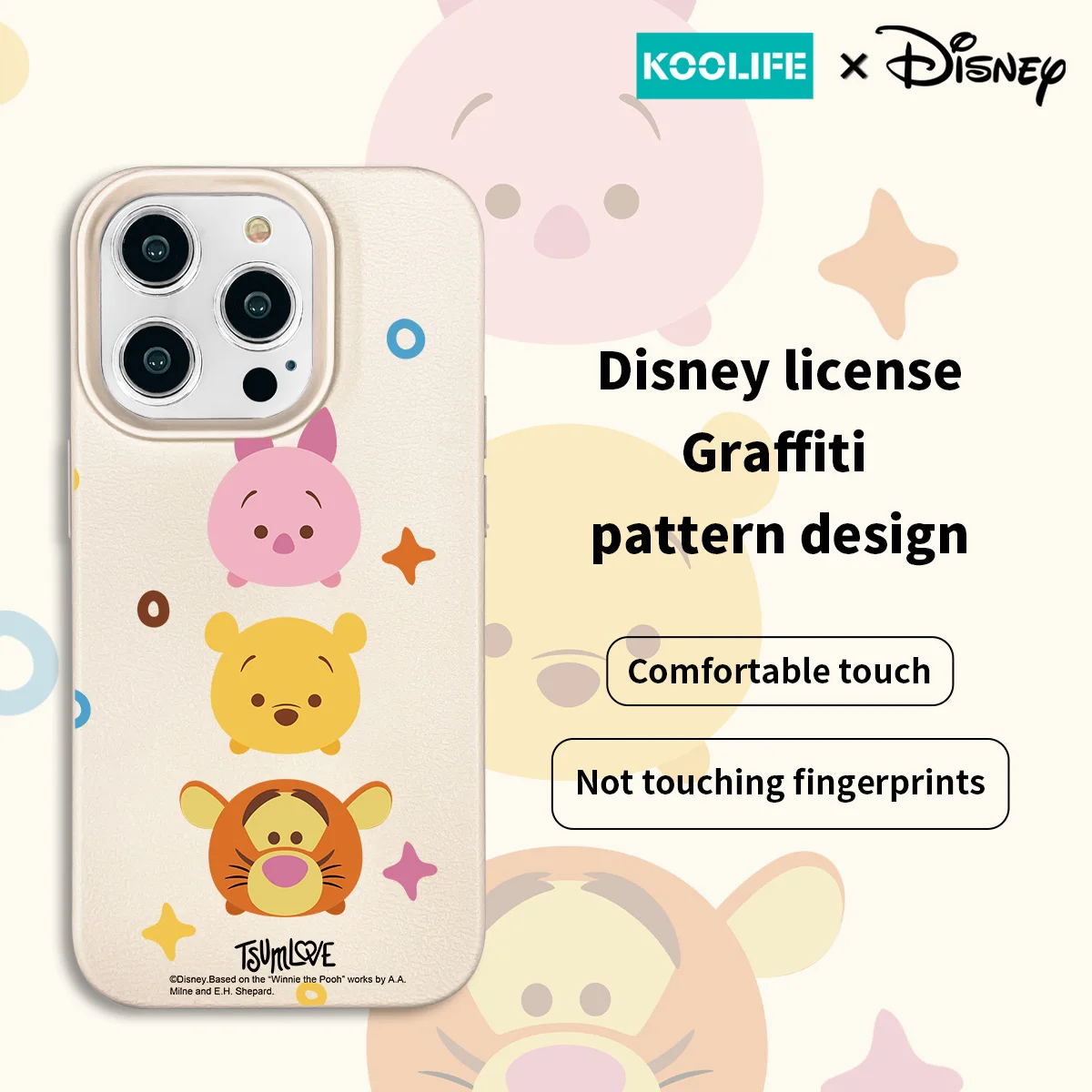 Koolife Winnie the Pooh Disney Genuine Authorized Mobile Phone Protective Case for iPhone 11 12 13 14 15 16 Pro Max