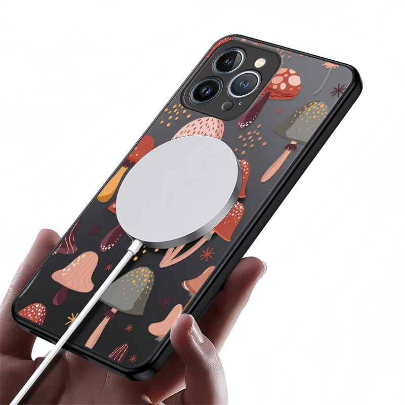 電話ケースサムスンギャラクシー S23 FE S24 プラス S22 + S25 + S20 ウルトラ S21 キノコ用マグセーフ磁気ワイヤレス充電カバー